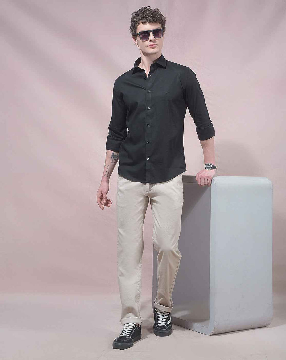 Sand Beige Clean Line Chinos Trousers