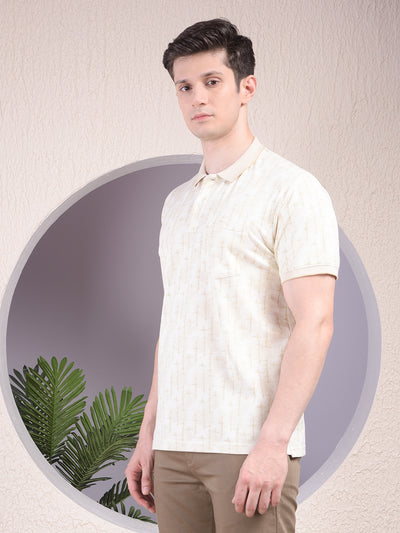 Green Printed Polo-Neck T-Shirt