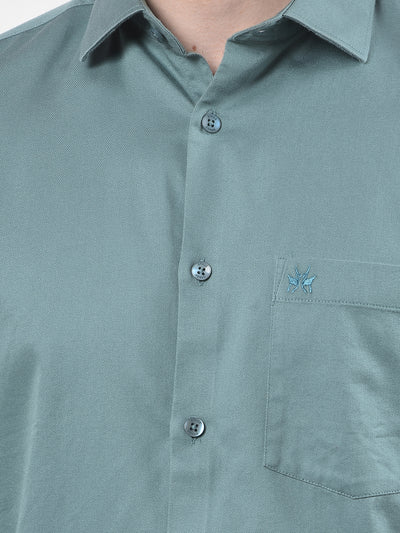 Olive Green Soft-Touch Blended Slim Casual Shirt