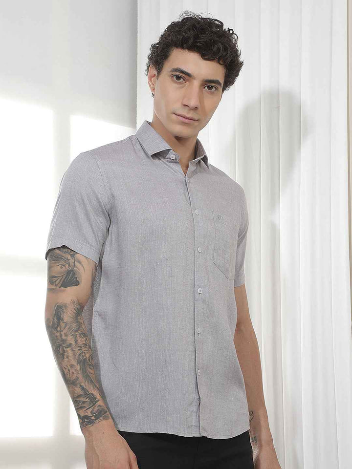 Classic Grey Casual Linen Shirt