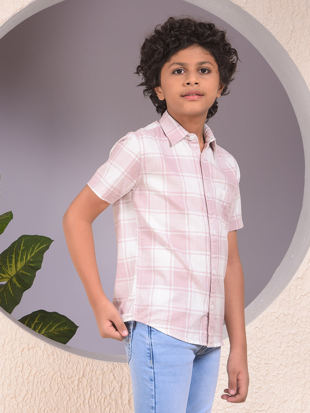 Purple Checked 100% Cotton Shirt