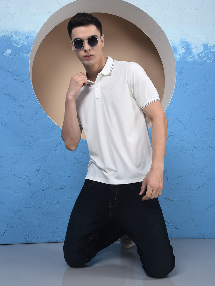 White Polo Neck T-Shirt