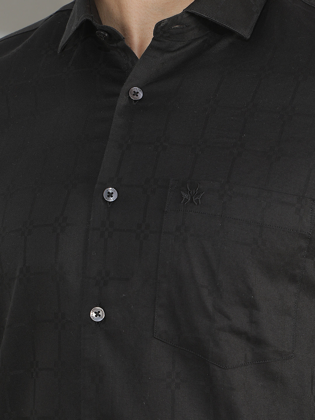 Minimalist Raven Black Jacquard Shirt