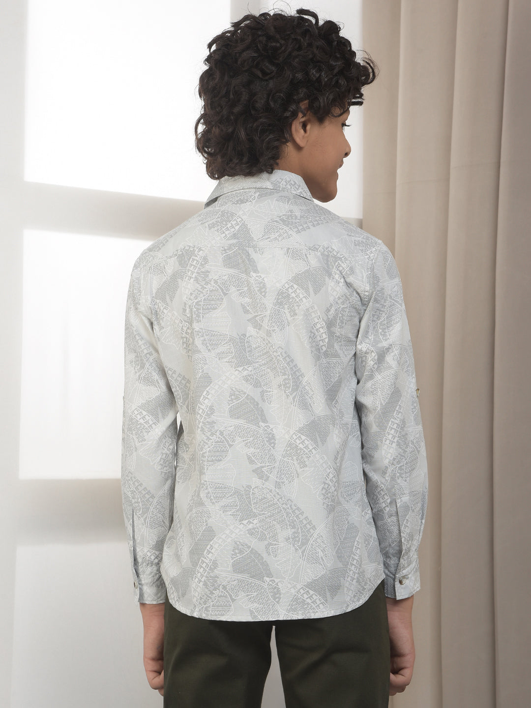 Grey Botanical Print Shirt