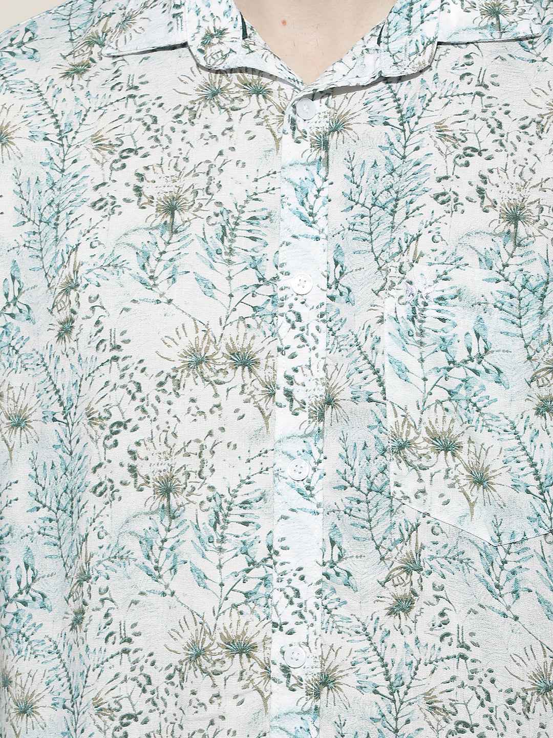 Multi-Color Floral Print Linen Shirt