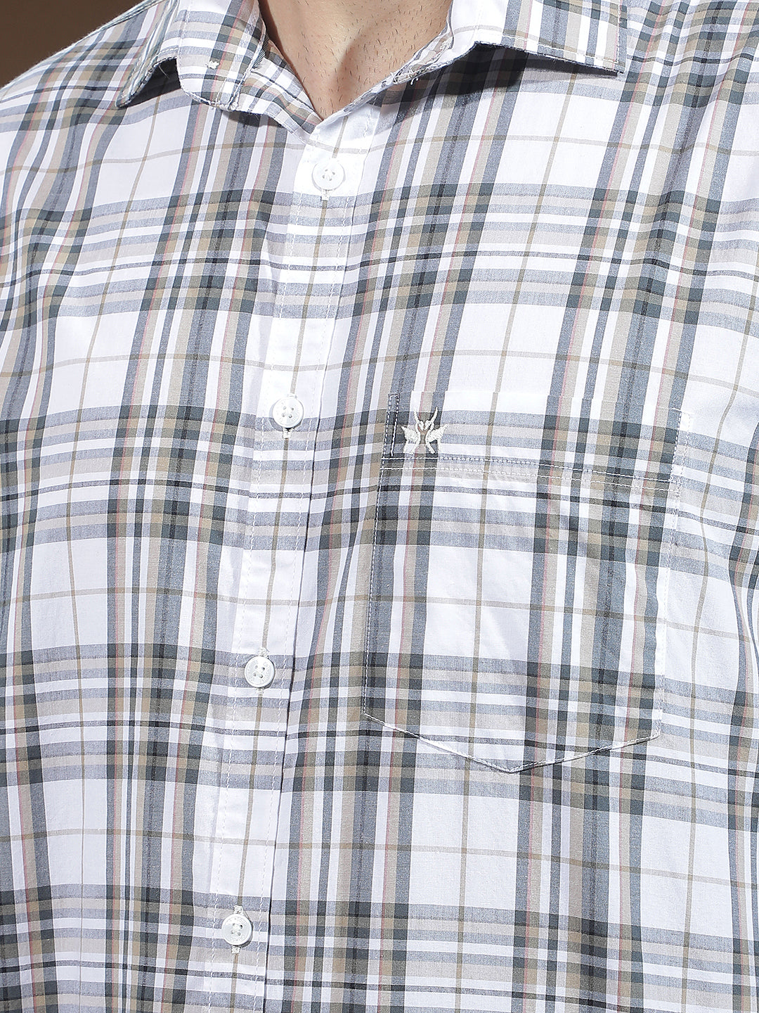 White 100% Cotton Checked Shirt