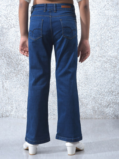 Navy Blue Bootcut High-Waist Jeans-Girls Jeans-Crimsoune Club