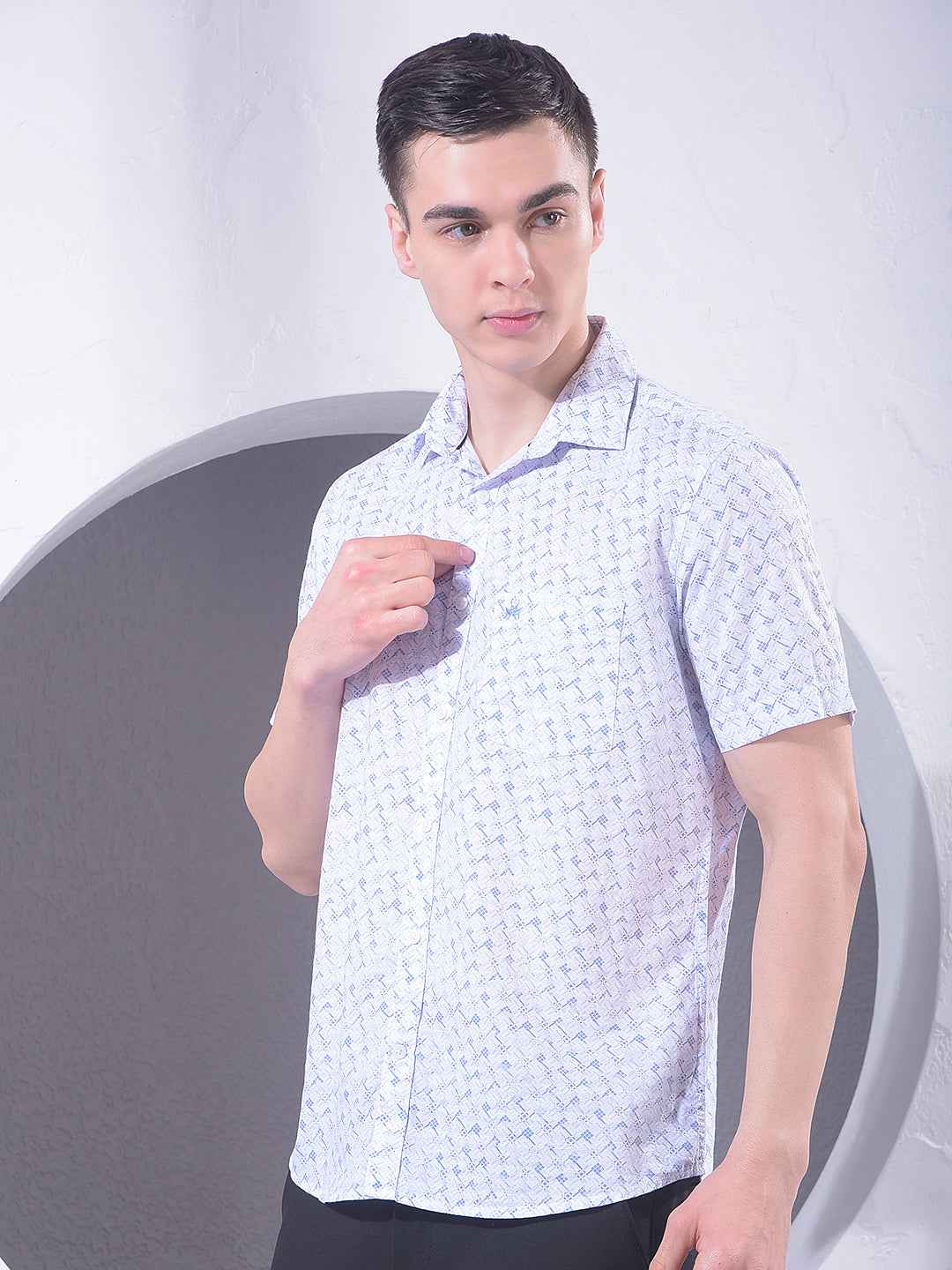 Blue Modern Print Shirt