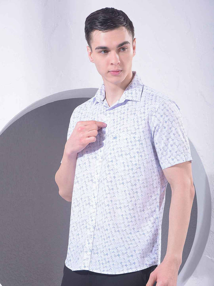 Blue Modern Print Shirt