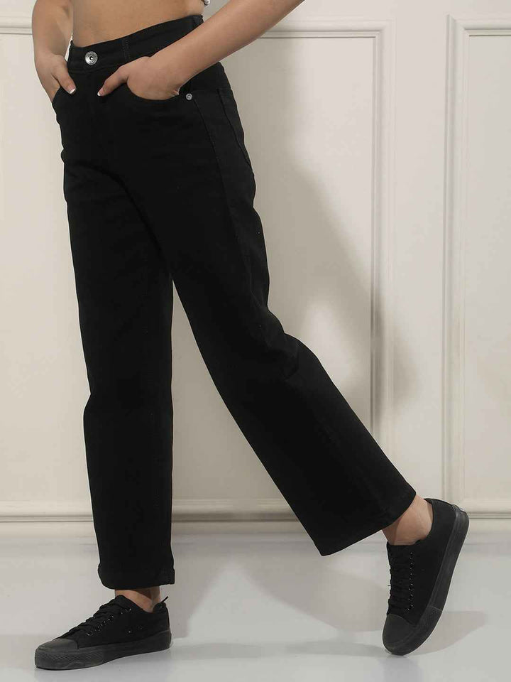 Chic Black Wide Leg Jeans