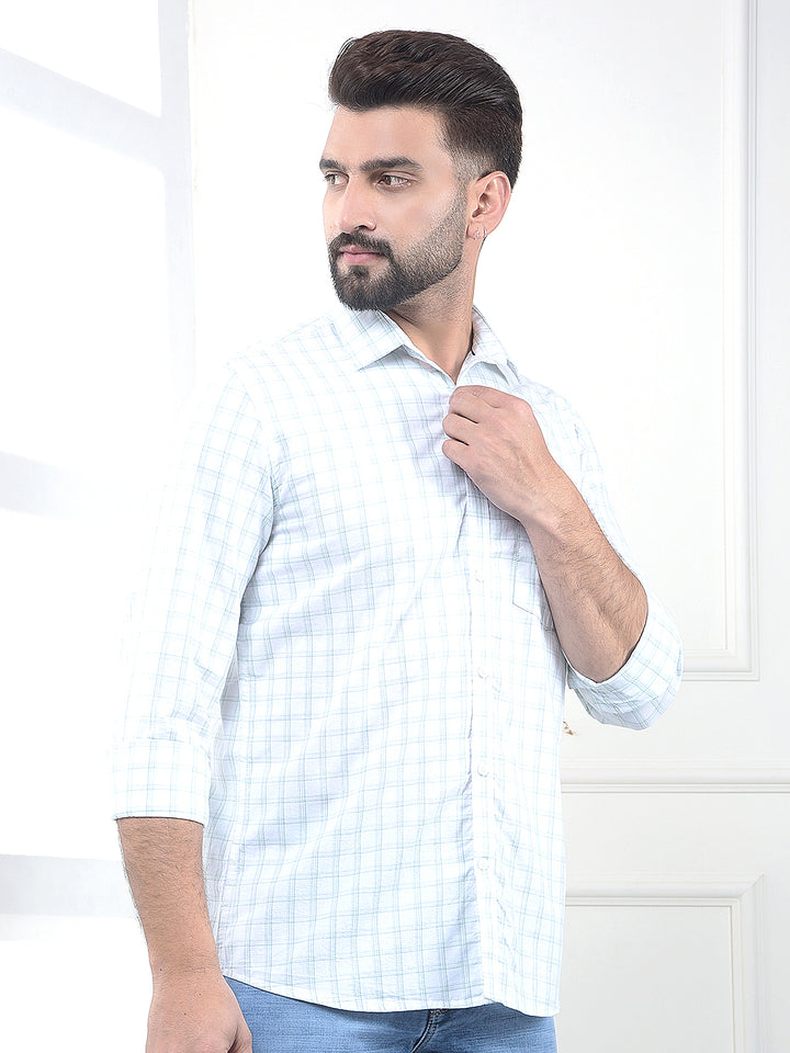 Pinnacle Mint Checked 100% Cotton Shirt