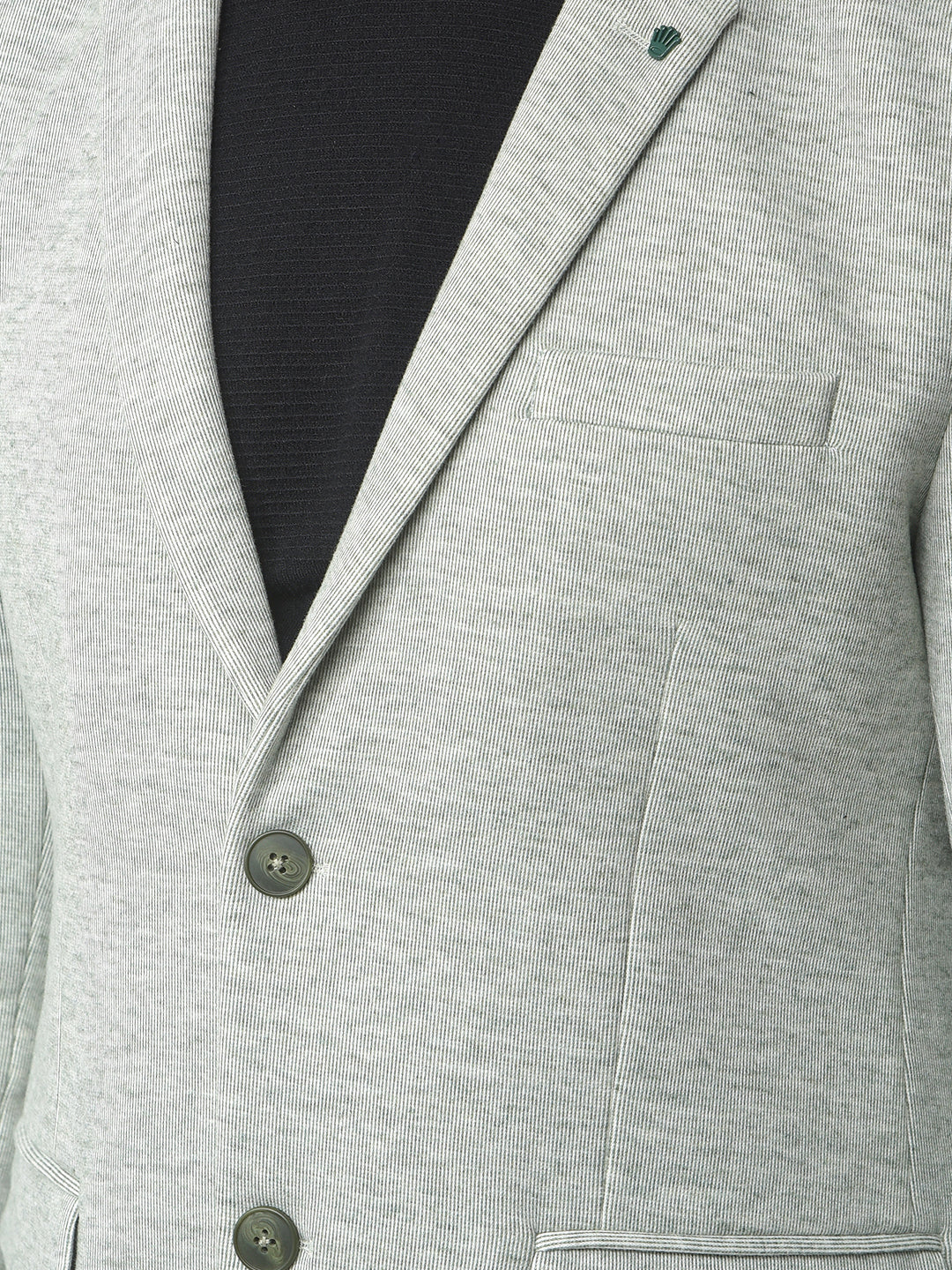 Green Notched Lapel Single-Breasted Blazer