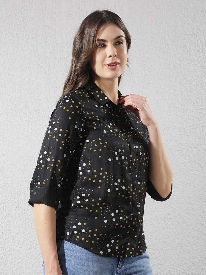 Black Printed Modal Shirt