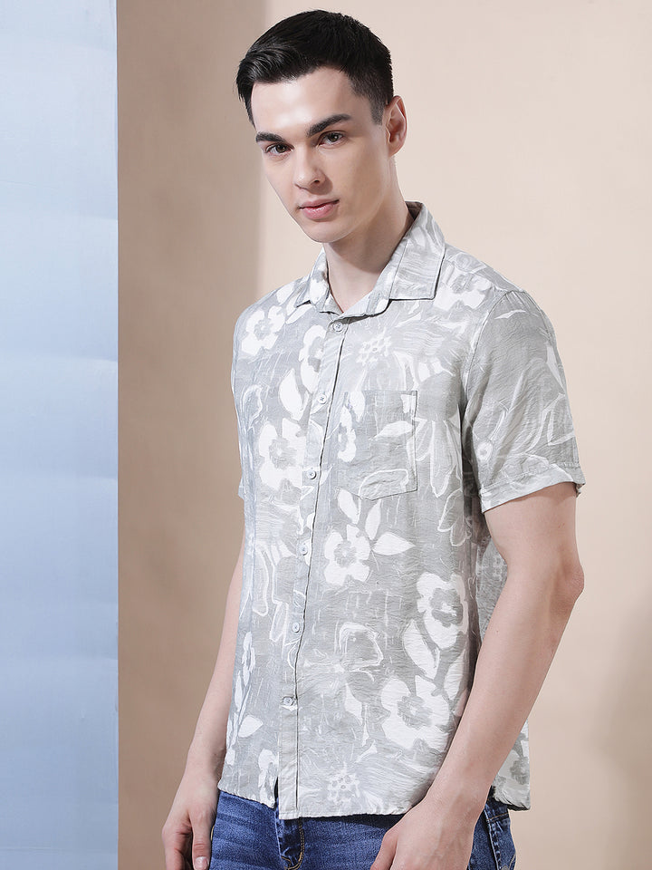 Green Floral Printed Shirt