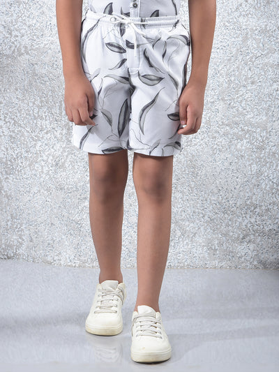 Olive Floral Print Shorts