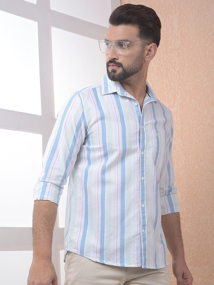 Multi-Color Vertical Stripes 100% Cotton Shirt