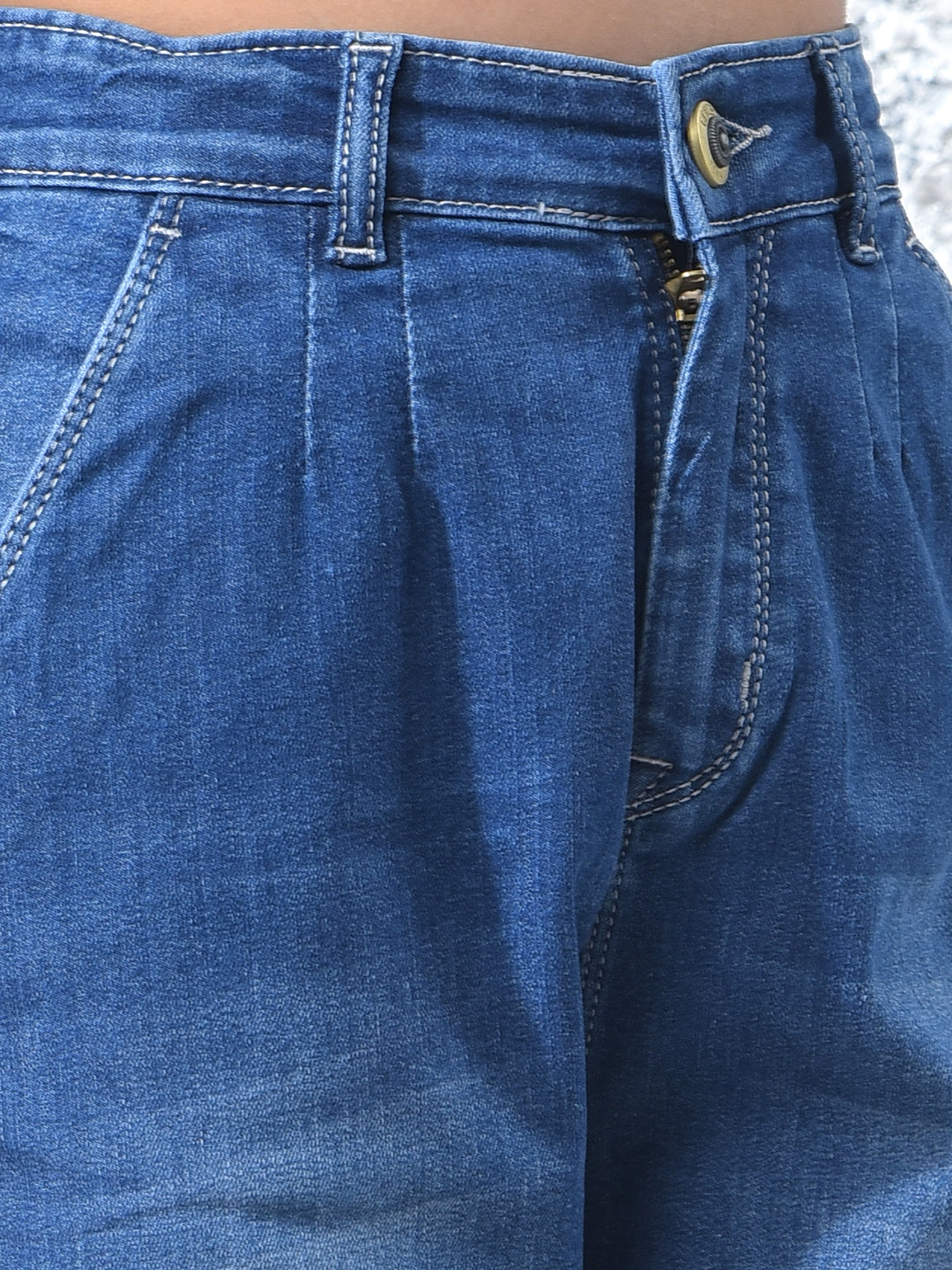 Blue Mom Fit Jeans-Girls Jeans-Crimsoune Club