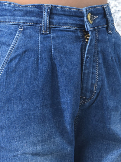 Blue Mom Fit Jeans-Girls Jeans-Crimsoune Club