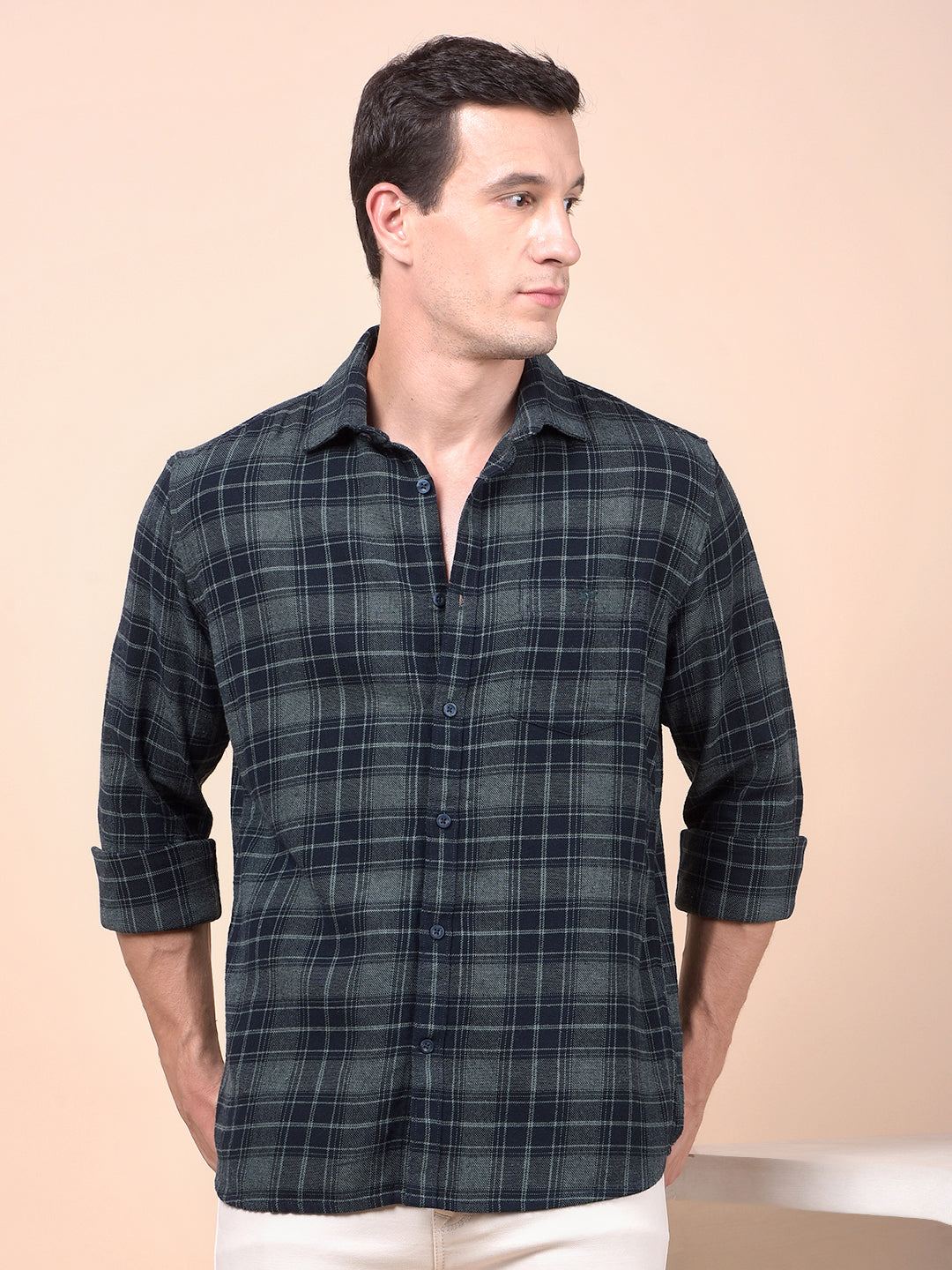 Green Checked 100% Cotton Shirt