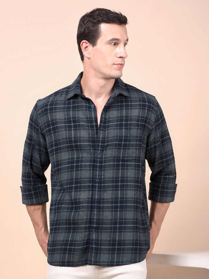 Green Checked 100% Cotton Shirt