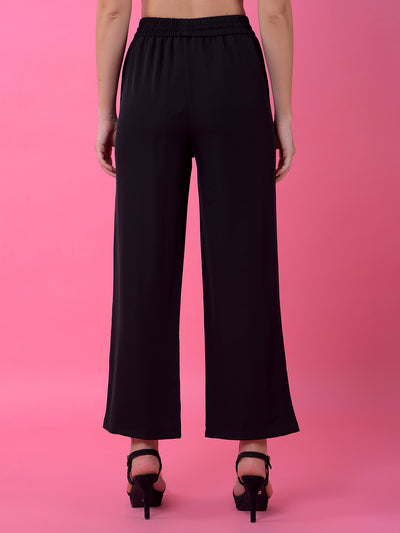 Black Wide-Leg Parallel Trousers