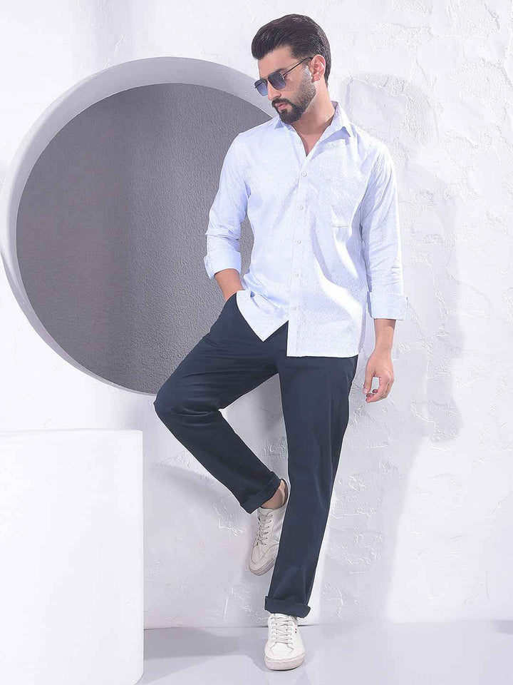 Blue Geometric Print 100% Cotton Shirt