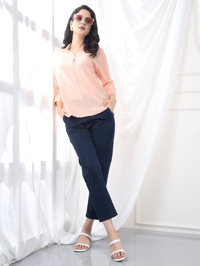 Blush Peach Airy Weave Fluid Fit Top