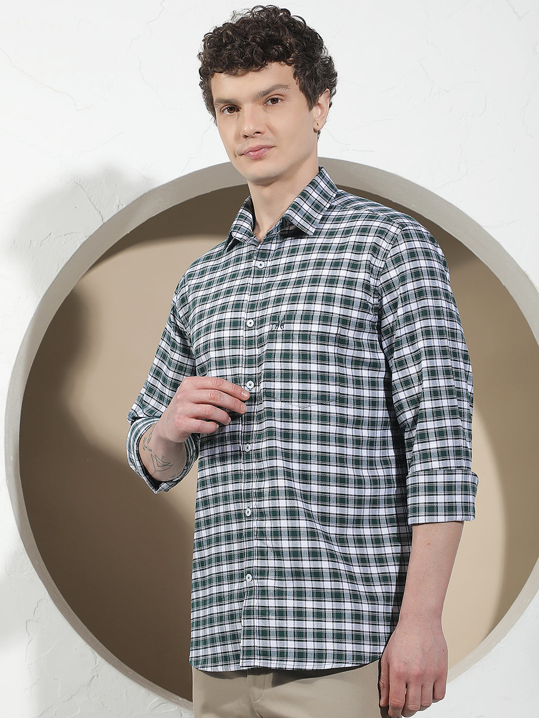 Green Checked 100% Cotton Shirt