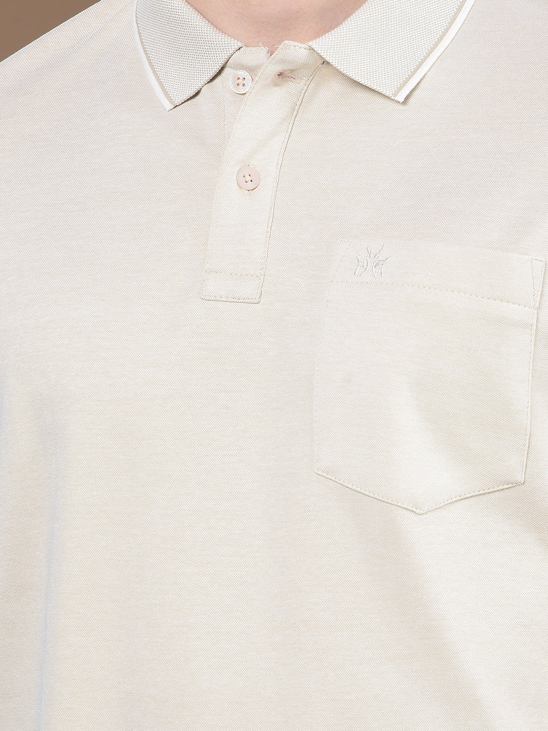 Beige Polo Neck T-Shirt