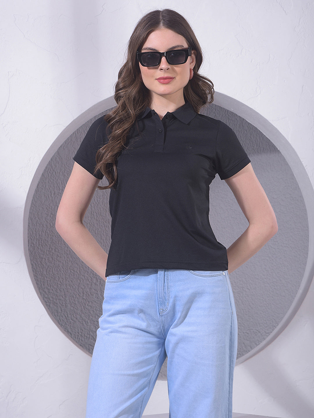 Black Polo Neck T-Shirt
