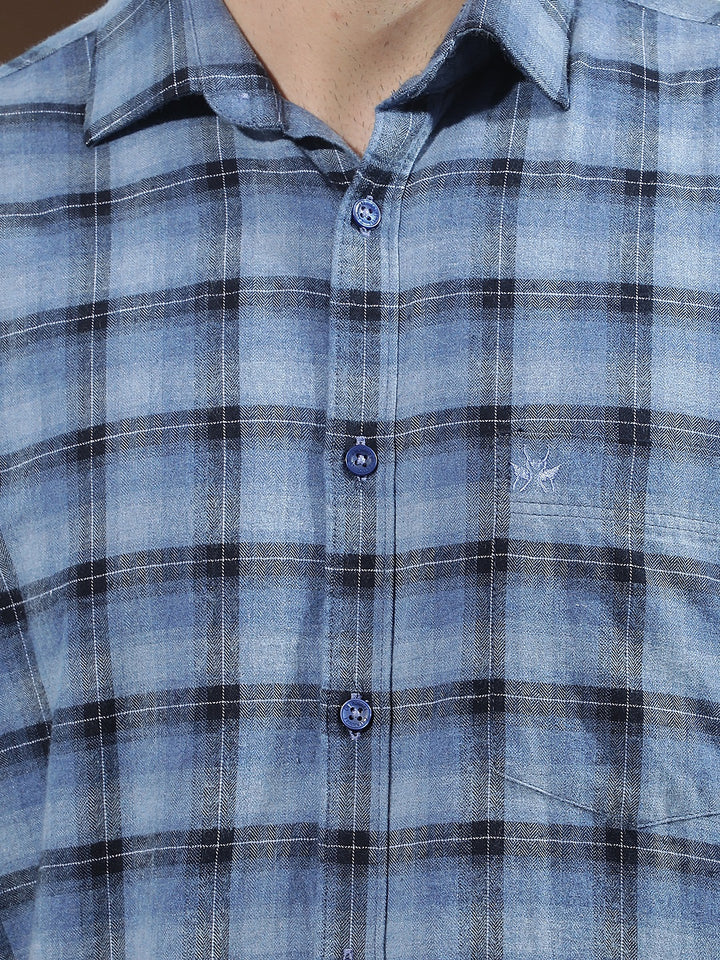 100% Cotton Blue Checked Shirt