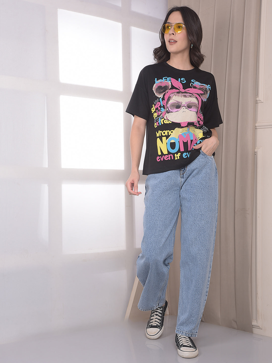 Blue 100% Cotton Barrel Fit Jeans