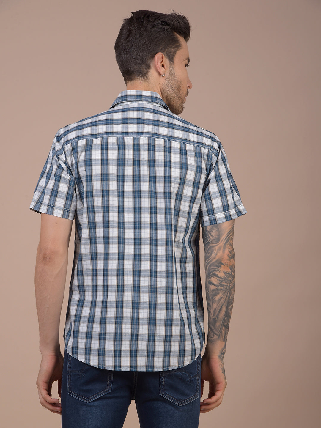 Blue Checked 100% Cotton Shirt