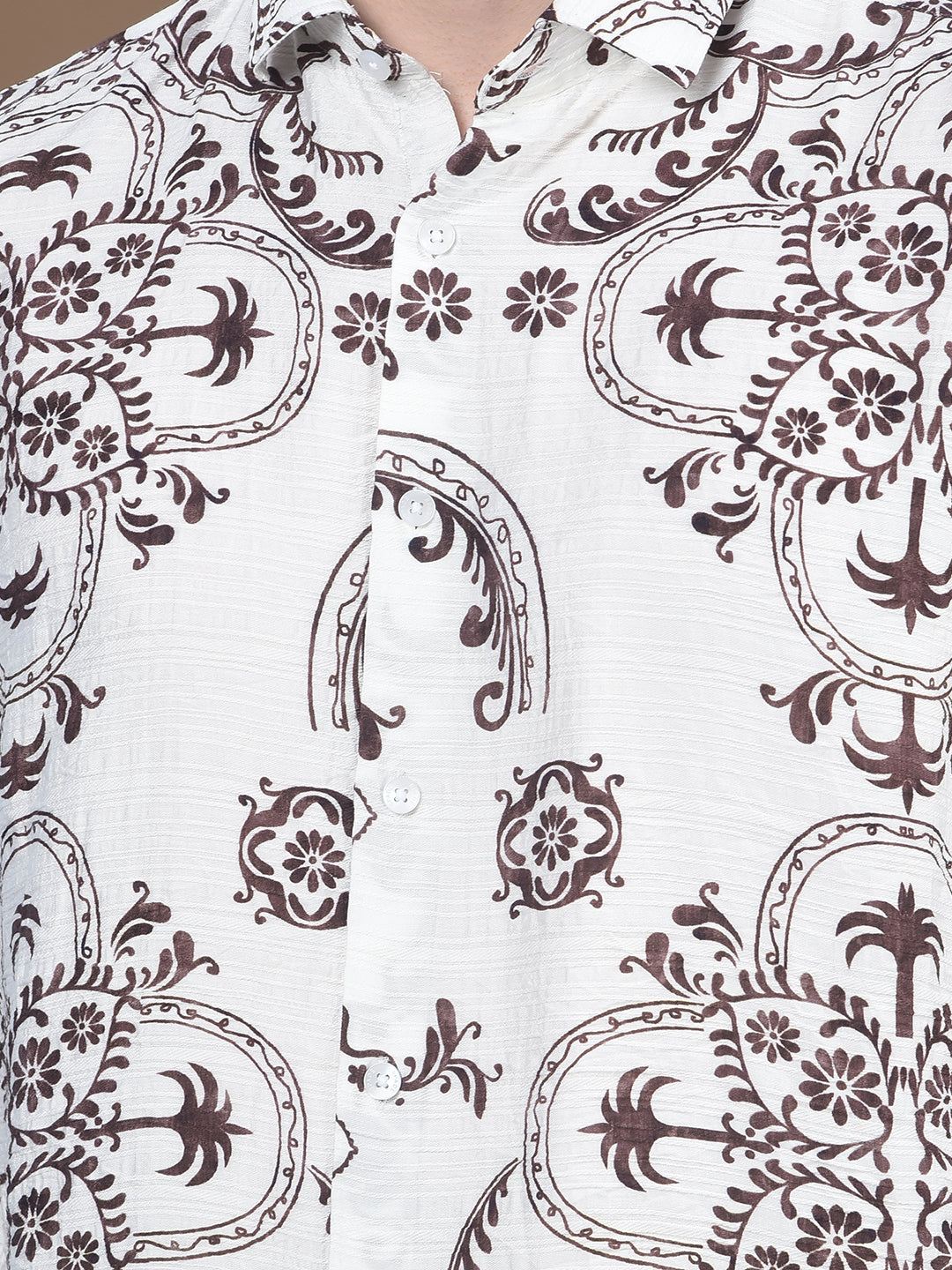 Brown Floral Print Shirt