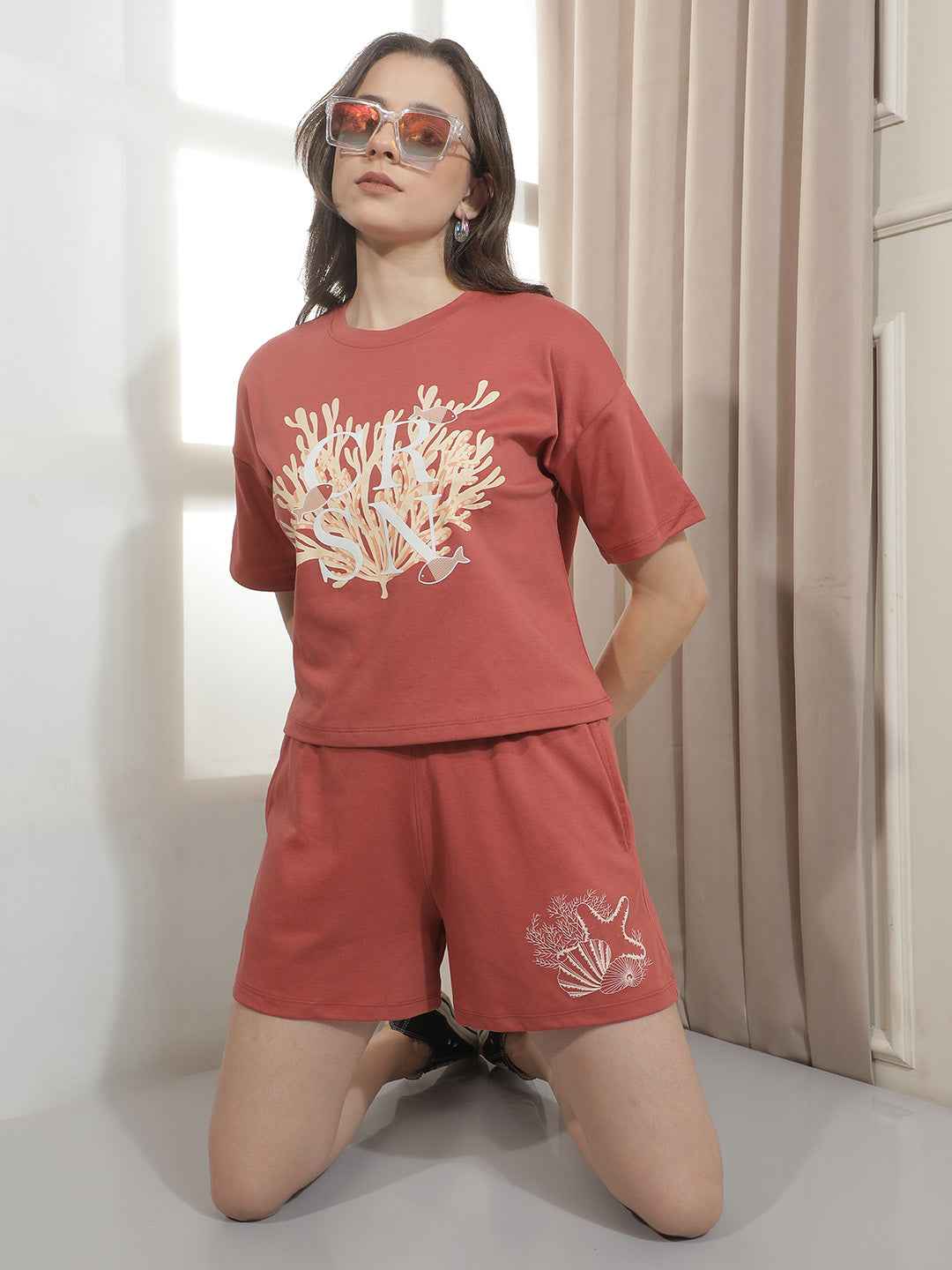 Red Graphic Printed Oversize T-Shirt