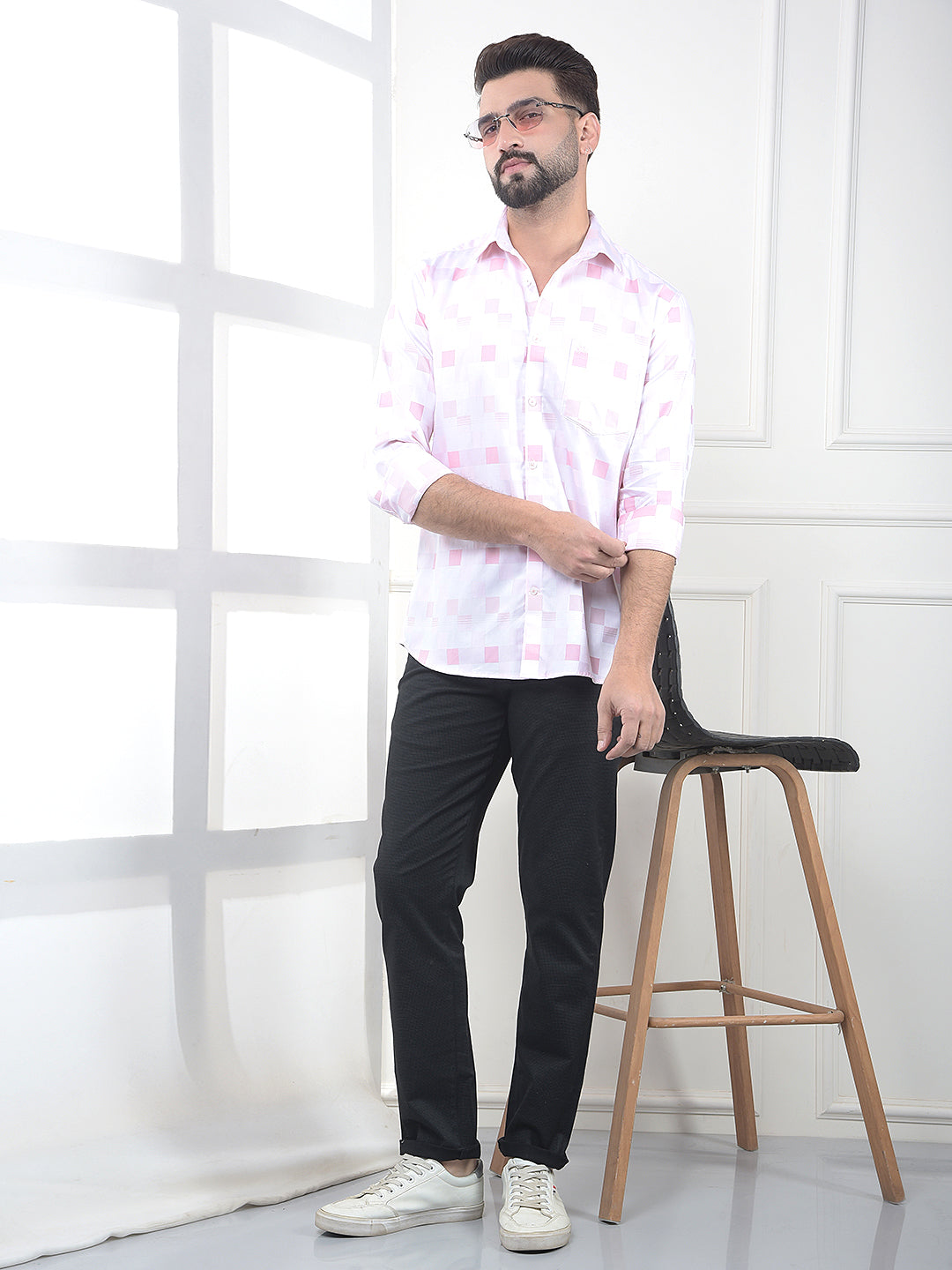 Pink Printed 100% Cotton Shirt