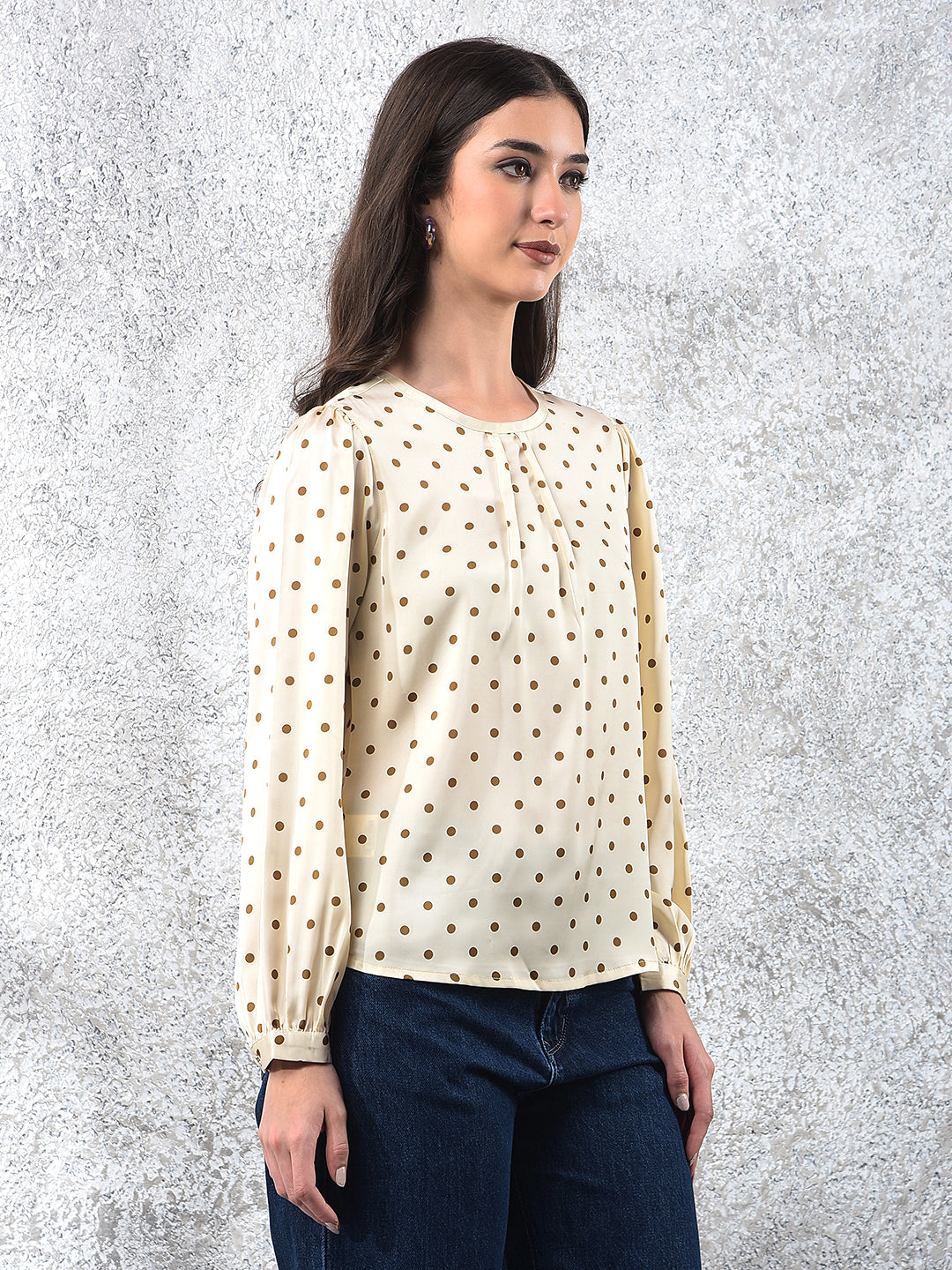 Off White Polka Dots Top