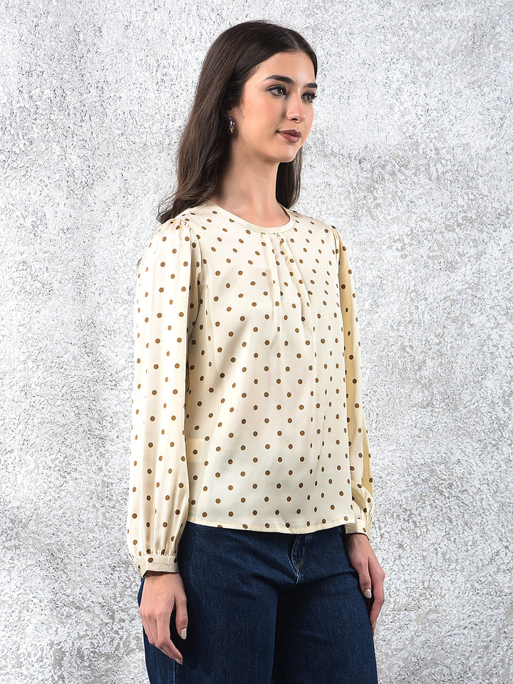 Off White Polka Dots Top