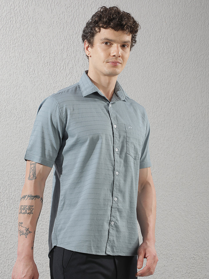 Blue Horizontal Stripes Shirt