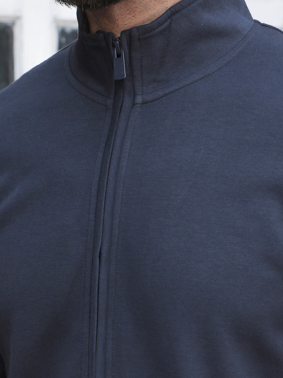 Navy Blue Front Open Sweatshirt
