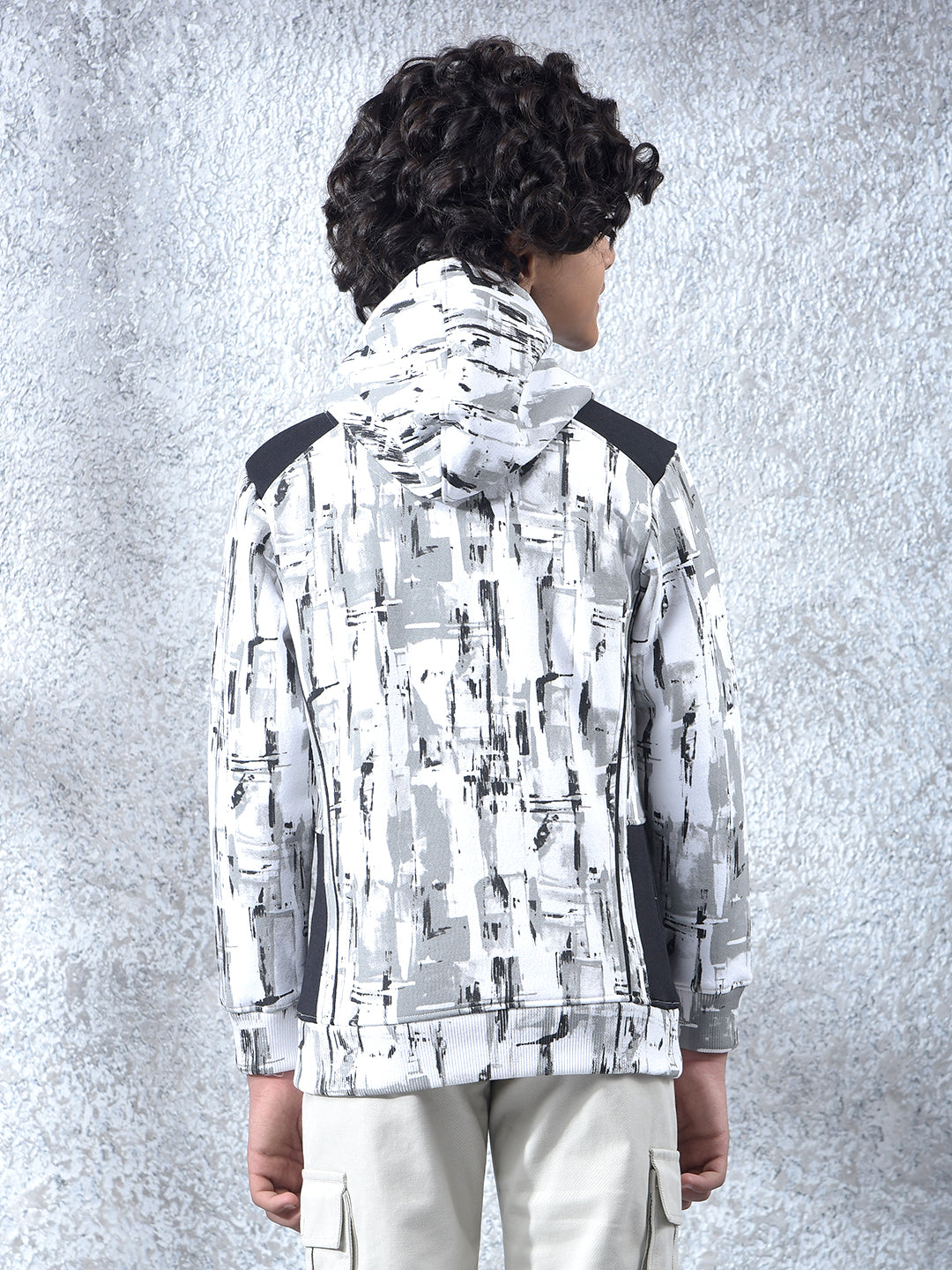 Black Printed Hooded Neck Sweatshirt