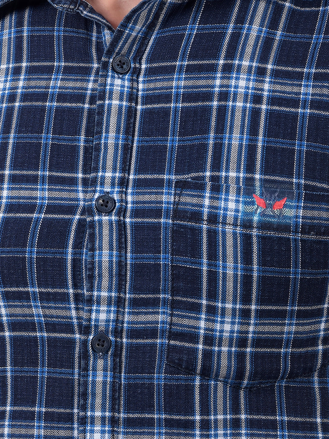 Blue Checked 100% Cotton Shirt-Men Shirts-Crimsoune Club