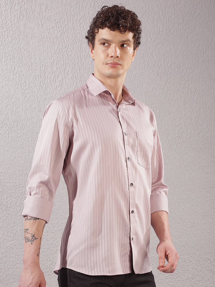 Purple Vertical Striped 100% cotton Shirt