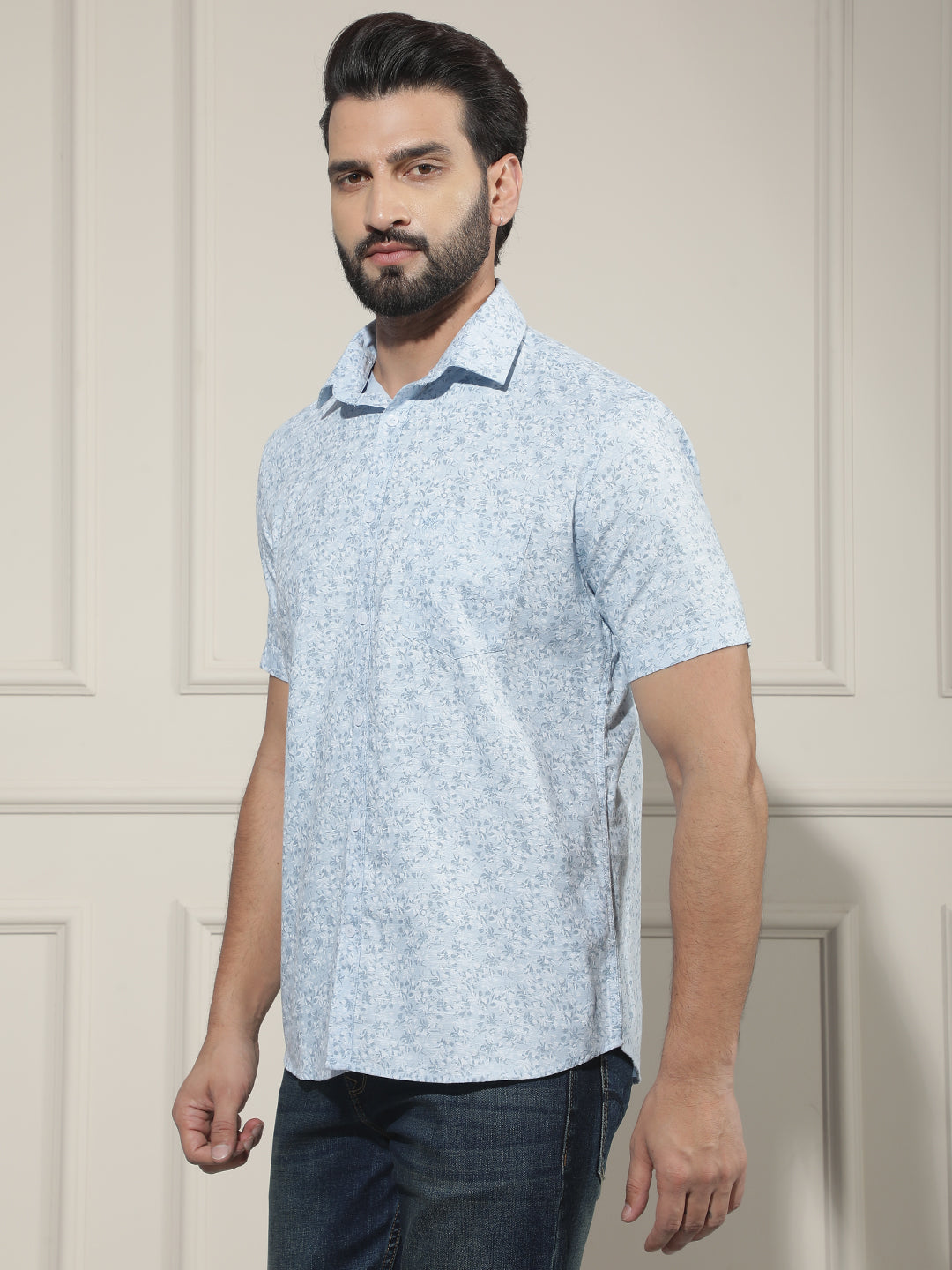 Blue Floral Print Shirt