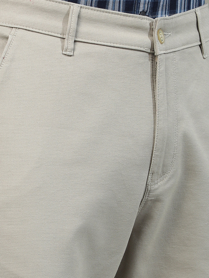 Khaki Cotton Stretchable Dobby Trousers