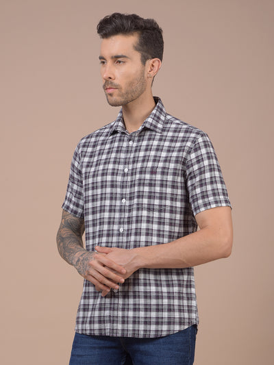 Purple Checked 100% Cotton Shirt