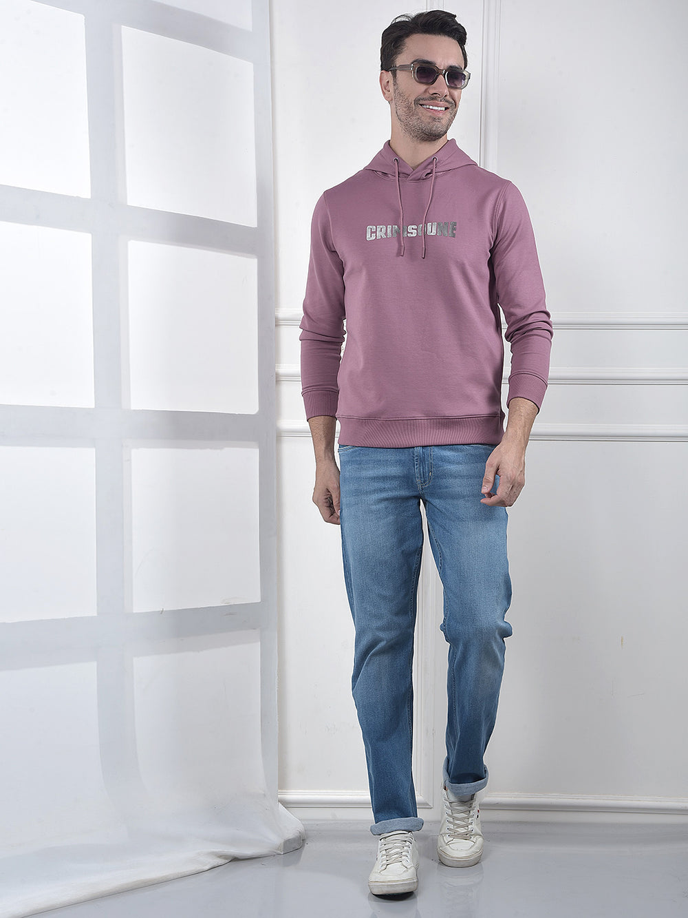 Pink Embroidered Hooded Neck Sweatshirt