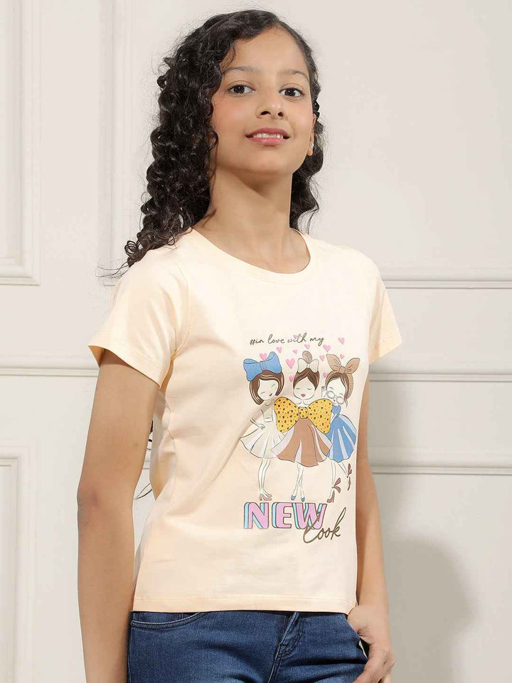 Graphic Print Beige T-Shirt