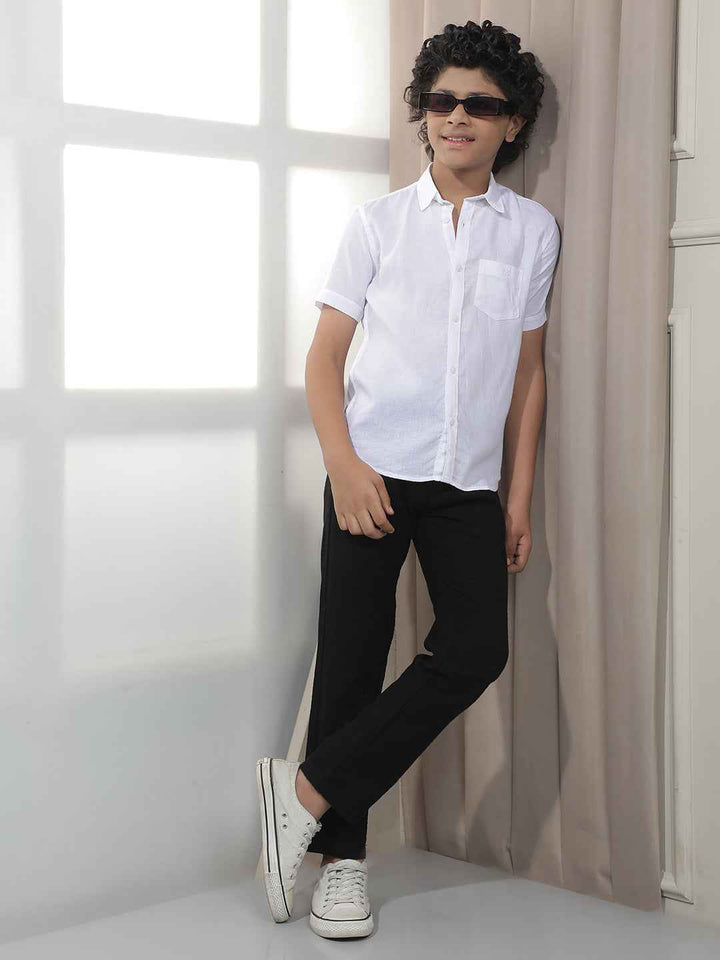 Pure White Linen Casual Shirt