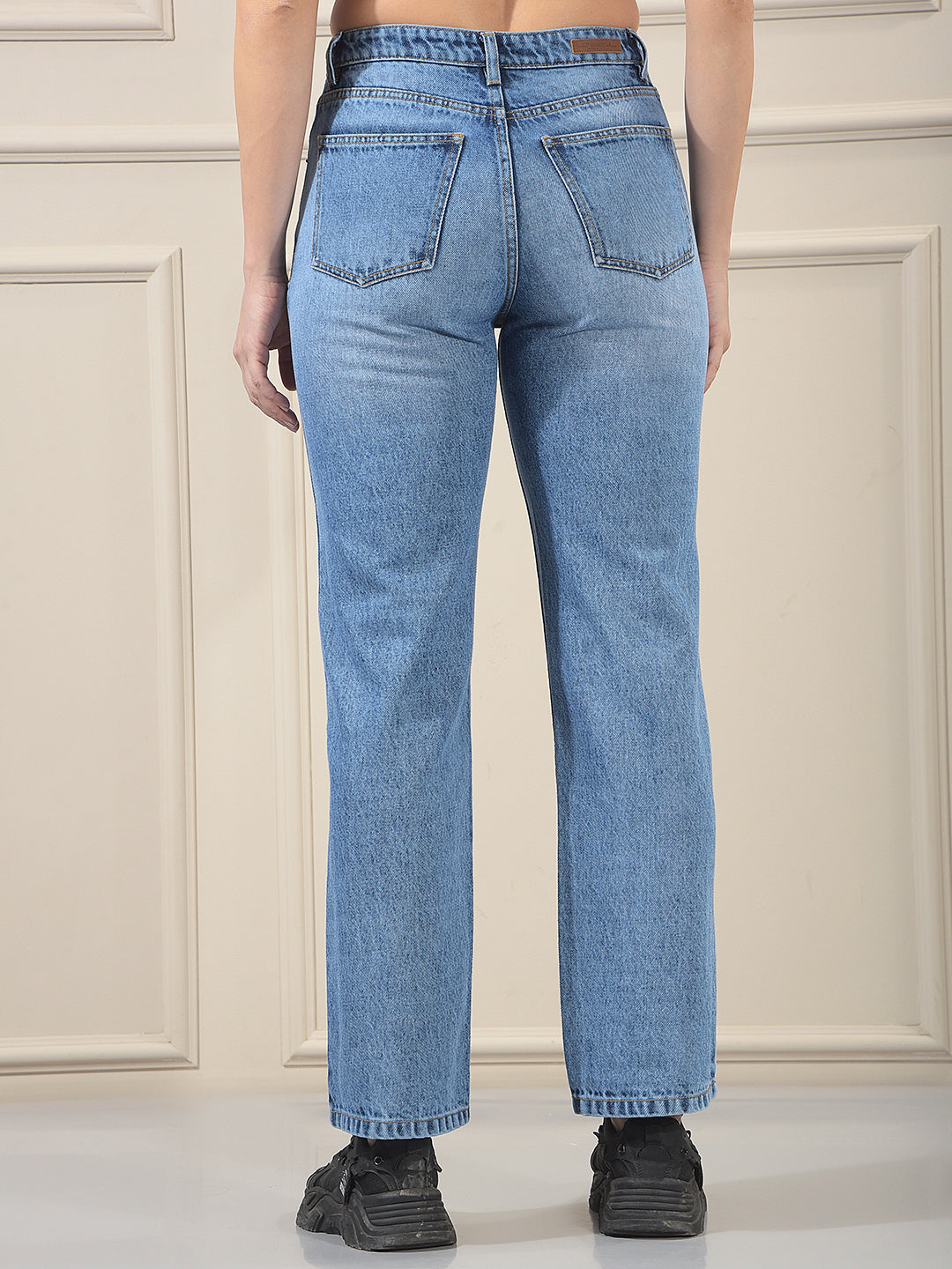 Blue 100% Cotton Straight Jeans